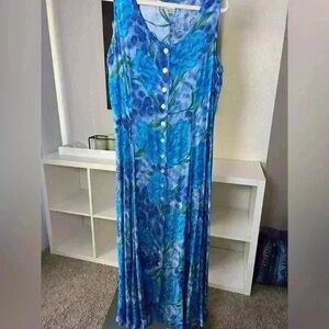 Blue Floral Sleeveless Dress